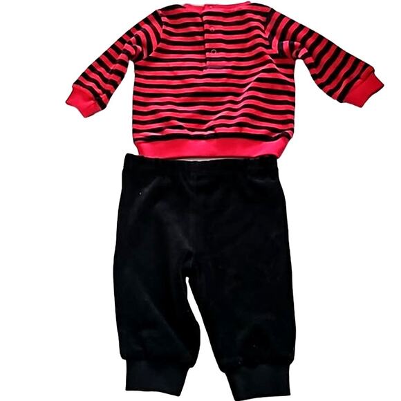 Little Me Boys 2-Piece Red & Black Penguin Striped Set – Size 6 Months - Picture 4 of 6